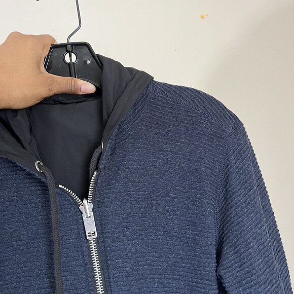 Diesel Bomber Jacket Black Blue Reversible Full Zip Size Small S Hooded - Picture 9 of 9